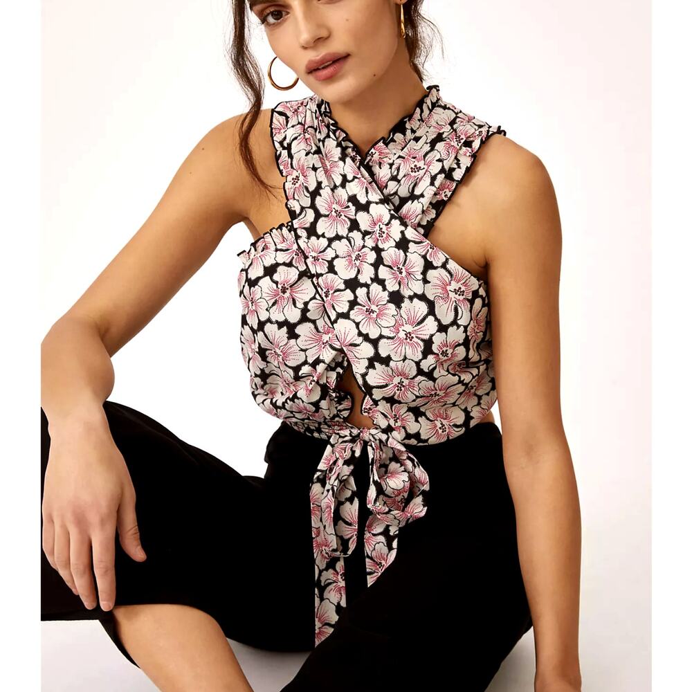 NEW Anthropologie Let Me Be Halter Floral Top - Medium